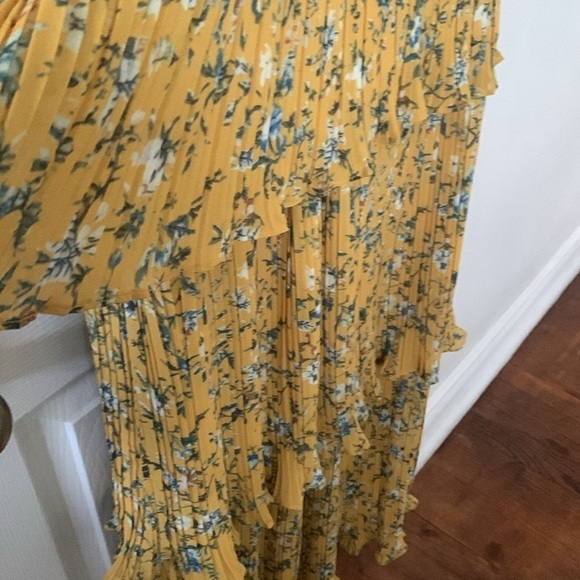 Lulus Yellow & Blue Pleated Maxi Dress Size L - Picture 7 of 14